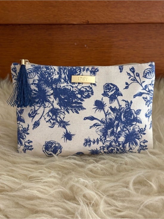 ipsy Handbags - ipsy Glam Bag Blue and White Floral Toile de Jouy May 2025 Cosmetic Pouch